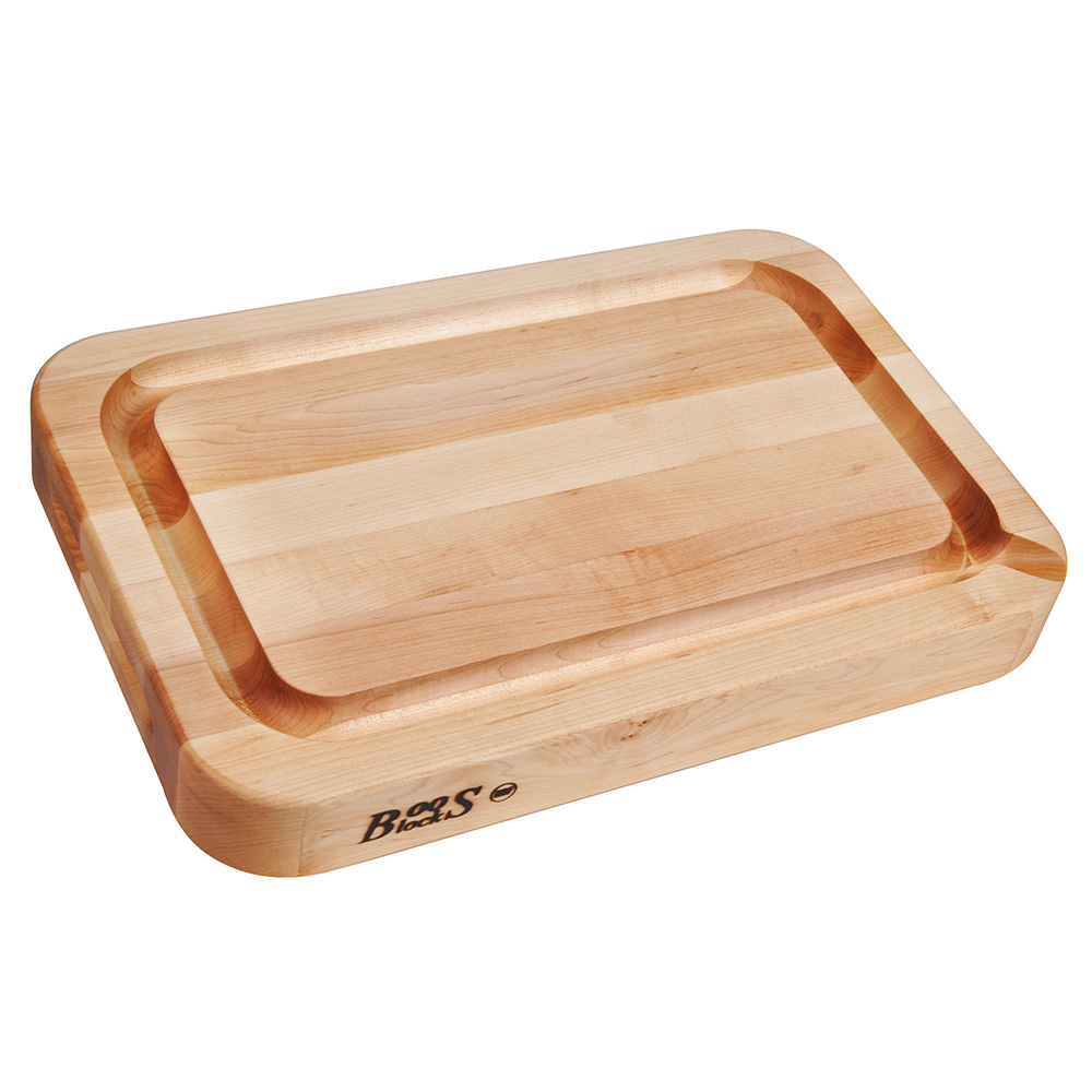 John Boos RAD01-GRV-S Cutting Board, Grooved w/ Pour Spout & Grips, 18x12x2.25-in, Hard Rock Maple