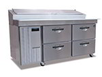 Hoshizaki HPR72A-D Refrigerated Prep Table w/ (18) 1/6-Pan Capacity & 4-Drawers, Stainless
