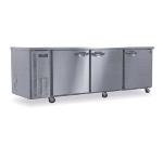 Hoshizaki HUR96A Undercounter Refrigerator w/ 3-Solid Doors, Stainless, 29.1-cu ft