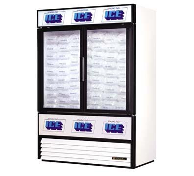 True Refrigeration GDIM-49 Ice Merchandiser, 2 Section, (100) 8 lb Bag Cap, W/Tank, 49 cu ft