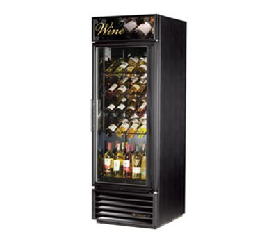 True Refrigeration GDM-23W CHER Wine Merchandiser w/ 4-Racks & 1-Shelf, Rosewood Exterior