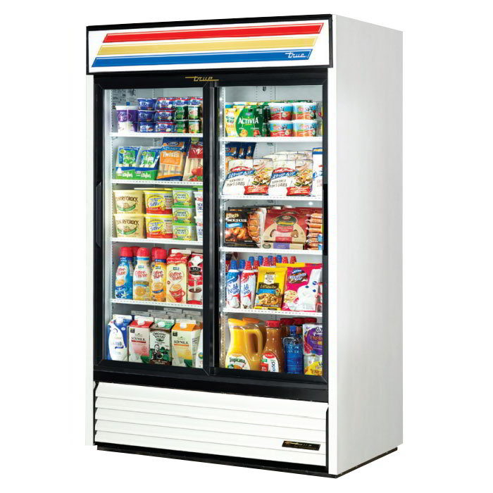 True Refrigeration GDM-45LD BK 2-Section Glass Sliding Door Merchandiser w/ LED, Black, 45-cu ft