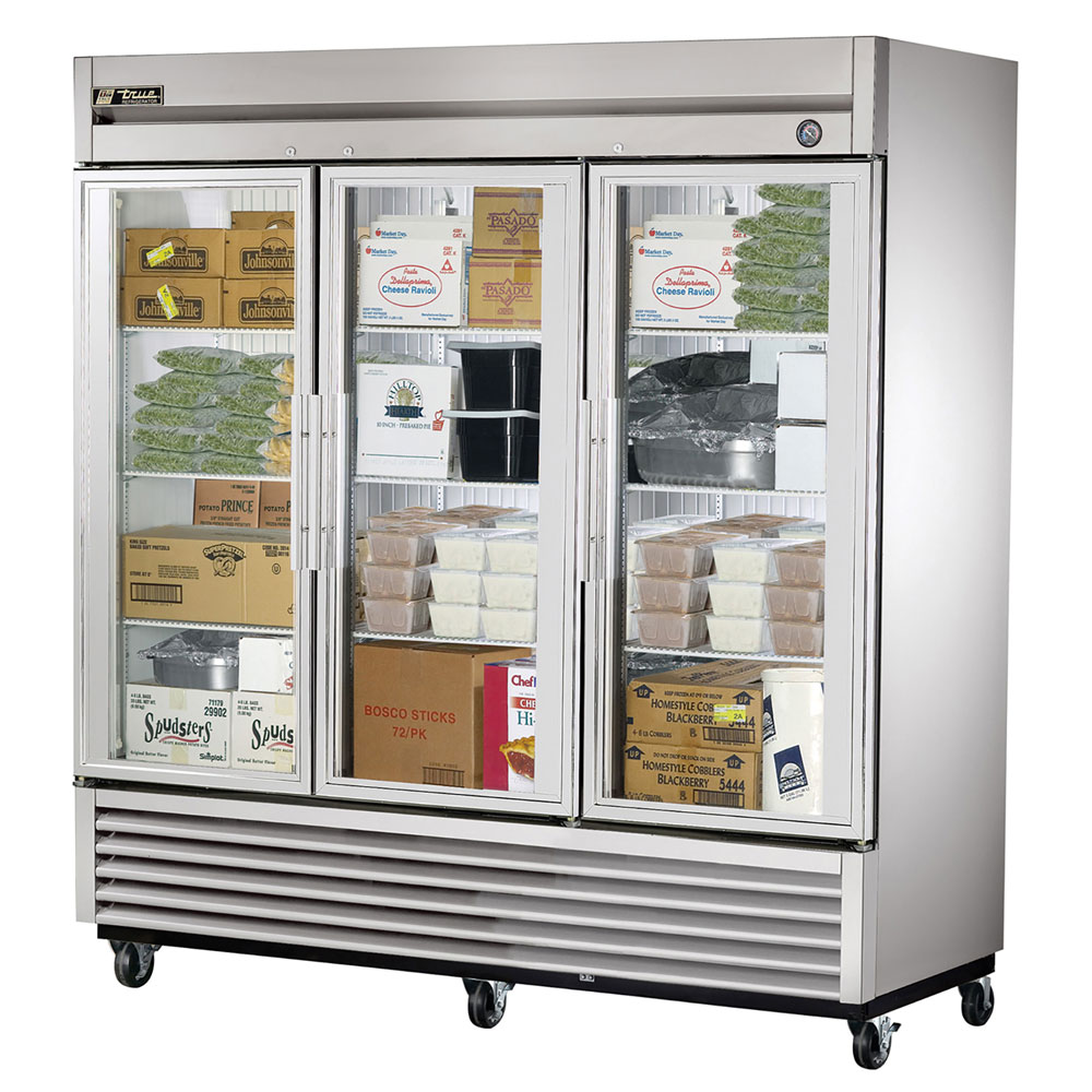 True T-72FG 78.13" Three Section Reach-In Freezer, (3) Glass Door, 115v
