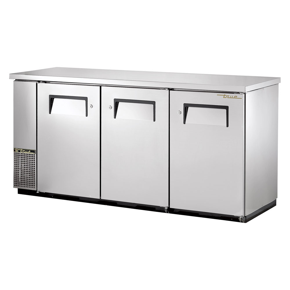 True TBB-24-72FR-S 73.13" Bar Refrigerator w/ (3) Section - (3) Solid Swinging Doors, 115v