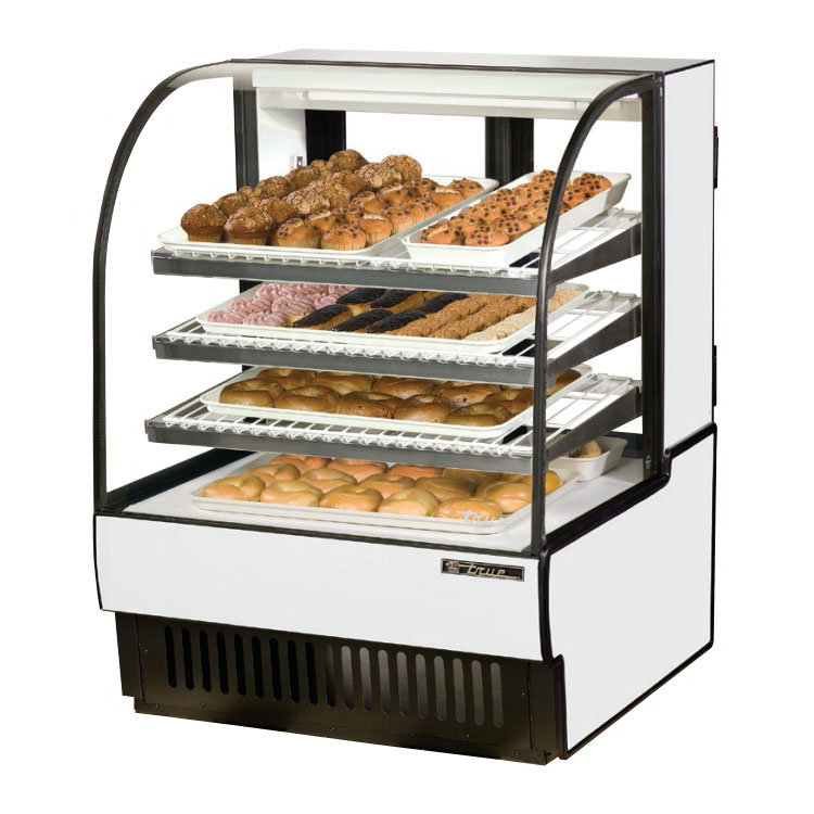 True TCGD-36 BLK 37" Curved-Glass Bakery Case - 3-Adjustable Shelves, Black 115v