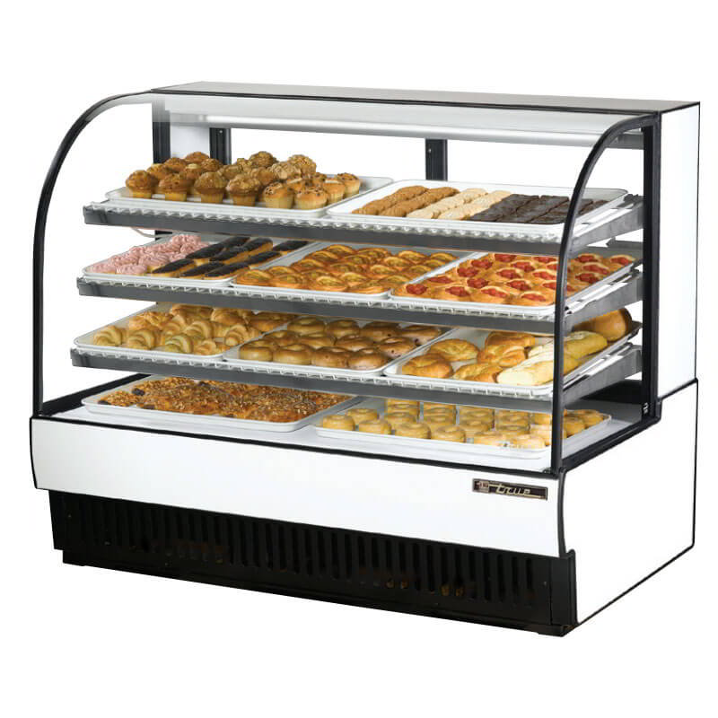 True TCGD-59 BLK 60" Curved-Glass Bakery Case - Wire-Shelves, Black 115v
