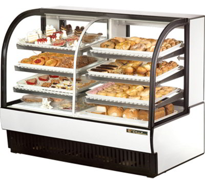 True TCGDZ-59 BGE 60" Curved-Glass Refrigerated Bakery Case - 6-Wire Shelves, Beige 115v