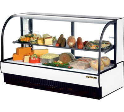 True TCGR-77-CD 77.88" Full Service Refrigerated Deli Case w/ Curved Glass - (2) Levels, 115v