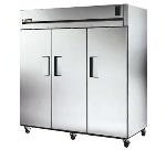 True TG3F-3S Freezer, Reach-In, 3 Section/SS Doors, 9 Shelves, 85 cu ft