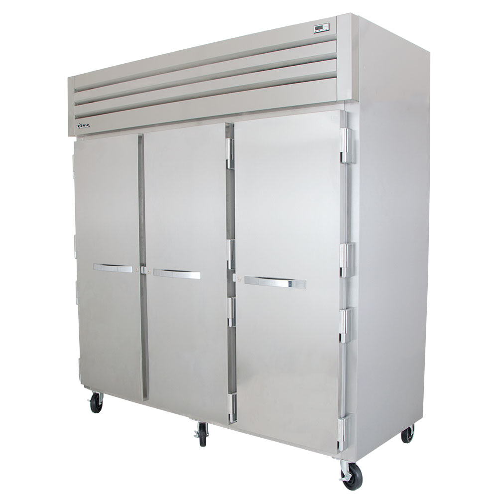 True STR3R-3S 77.75-in Reach-In Refrigerator w/ 3-Solid Doors & Locks, Stainless