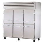 True STR3R-6HS 77.75-in Reach-In Refrigerator w/ 6-Solid Half Doors & Locks, Stainless