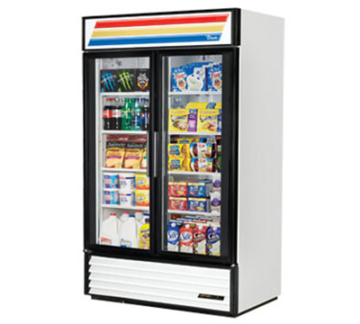 True GDM-43-LD 48" Refrigerated Merchandiser - 2-Door, 8-Shelf, 43 cu ft, LED, White
