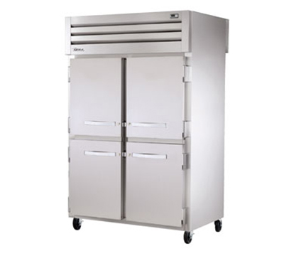 True Refrigeration STR2RPT-4HS-4HS 52.63-in Pass-Thru Refrigerator w/ 4-Half Front & Rear Doors, Locks, Stainless