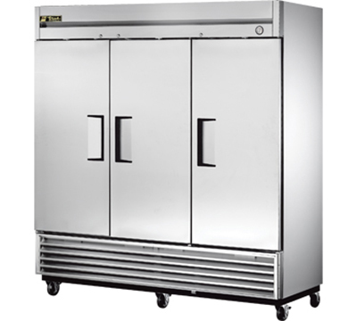 True T-72 79" Reach-In Refrigerator - 3-Solid Door, Stainless/Aluminum
