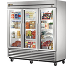 True Refrigeration T-72G 78.13-in Reach-In Refrigerator w/ Glass Doors, Aluminum Sides