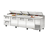 True TPP-119D-2 119.25-in Pizza Prep w/ 3-Solid Doors & (15) 1/3-Pan Capacity