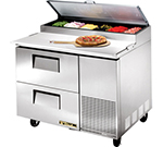 True TPP-44D-2 44.5-in Pizza Prep w/ 2-Drawers & (6) 1/3-Pan Capacity
