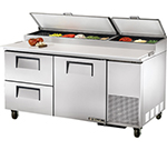 True TPP-67D-2 67.25-in Pizza Prep w/ Solid Door & (9) 1/3-Pan Capacity