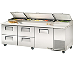 True TPP-93D-4 93.25-in Pizza Prep w/ Solid Door & (12) 1/3-Pan Capacity