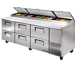 True TPP-93D-6 93.25-in Pizza Prep w/ 6-Drawers & (12) 1/3-Pan Capacity