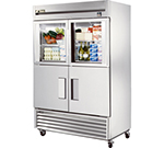 True Refrigeration TS-49-2-G-2 54" Reach-In Refrigerator - 2-Glass/2-Solid Half Doors, All Stainless