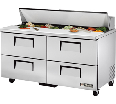 True TSSU-60-16D-4 60" Sandwich Unit - Holds (16) 1/6-Pans, 4-Drawers