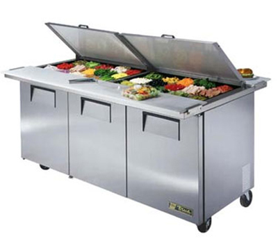 True Refrigeration TSSU7230MBDSSTAD 72.38-in Dual Side Mega Top Sandwich Unit w/ (30) 1/6-Pan Capacity, ADA