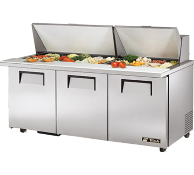 True TSSU-7230MBSTADA 72" Mega Top Sandwich Unit - Holds (30) 1/6-Pans, 3-Doors, ADA
