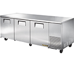 True Refrigeration TUC-93-HD 93.25-in Deep Undercounter Refrigerator w/ 3-Solid Doors, All Stainless