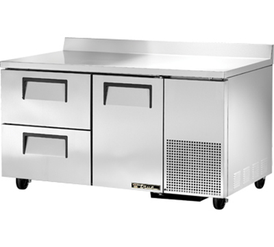 True TWT-60-32D-2 60" Deep Work Top Refrigerator - 1-Door, 2-Drawers, Aluminum/Stainless