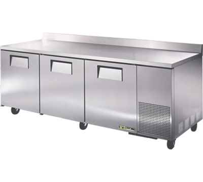True Refrigeration TWT-93-HD 93.25-in Deep Work Top Refrigerator w/ 3-Solid Doors, All Stainless