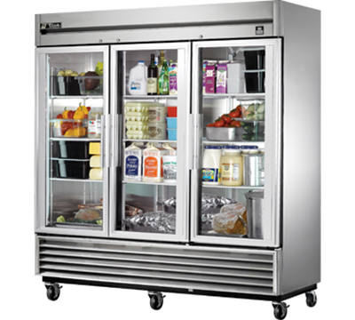True TS-72G-LD 78.13" Three Section Reach-In Refrigerator, (3) Glass Door, 115v