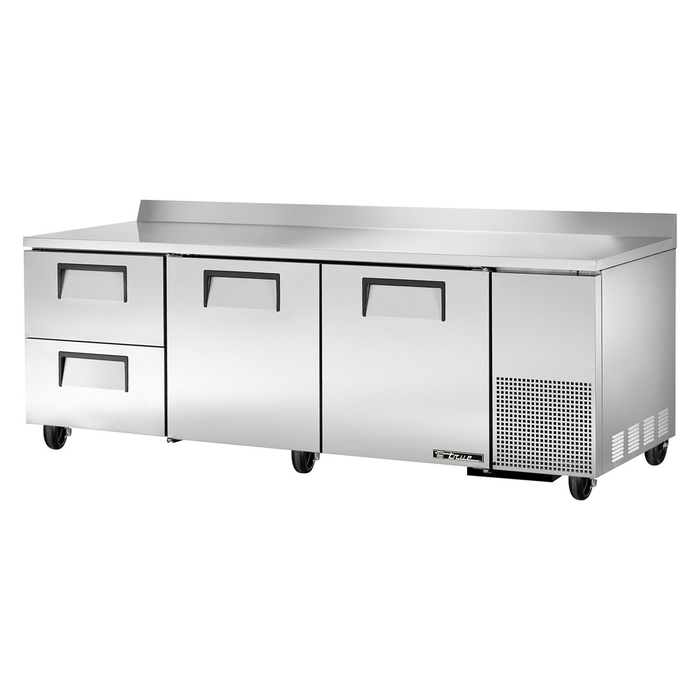 True TWT-93D-2 93.25" Work Top Refrigerator w/ (3) Sections & (2) Drawers, 115v