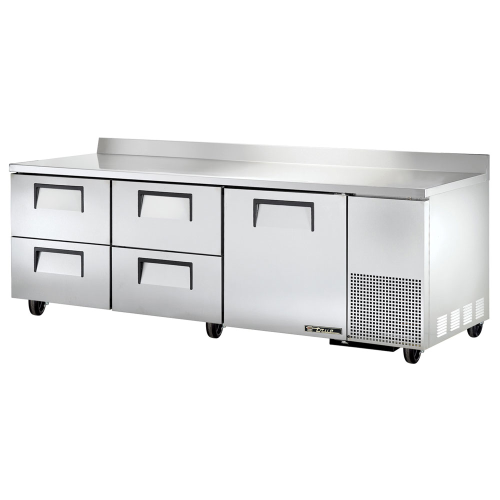 True TWT-93D-4 93.25" Work Top Refrigerator w/ (3) Sections & (4) Drawers, 115v