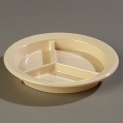 Carlisle 9 Dallas Ware (3)Compartment Plate   Melamine, Tan