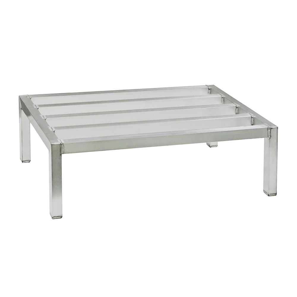 New Age Dunnage Rack w/ 2000 lb Capacity & Plastic Inserts on Feet, 8x20x36 in, Aluminum