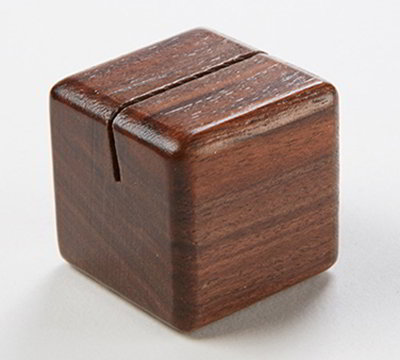 American Metalcraft 3 Square Wood Card Holder   Walnut Finish