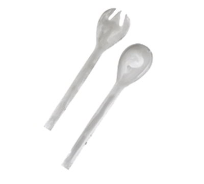 American Metalcraft 10 Translucence Salad Servers   White Swirl Resin