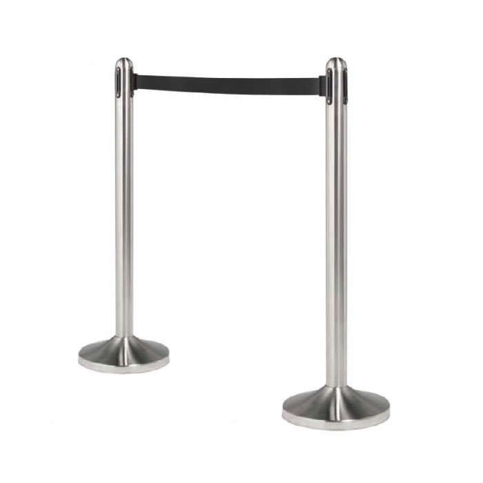 American Metalcraft Portable Barrier System w/ Retractable Black Tape, Stainless