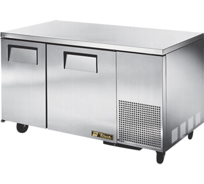 True 60 Deep Undercounter Freezer   2 Solid Doors, Aluminum/Stainless