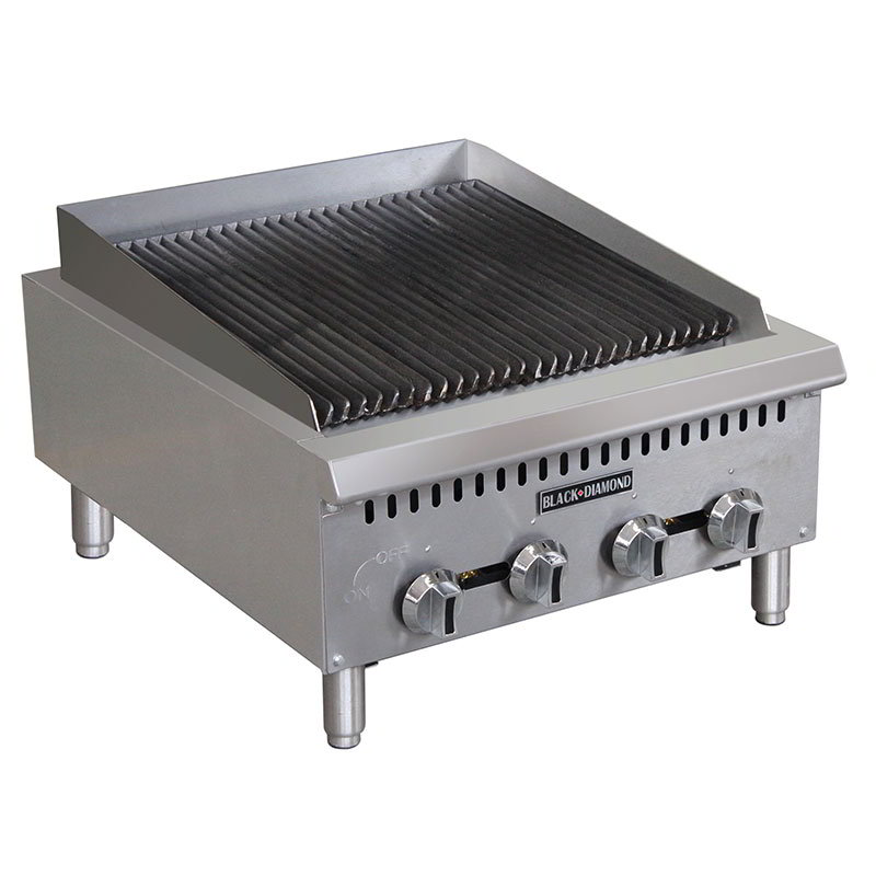 Black Diamond 24 Countertop Charbroiler   Heavy Duty, 80,000 BTU, Stainless, NG